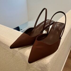 SHEIN Chic Brown Slingback Heels